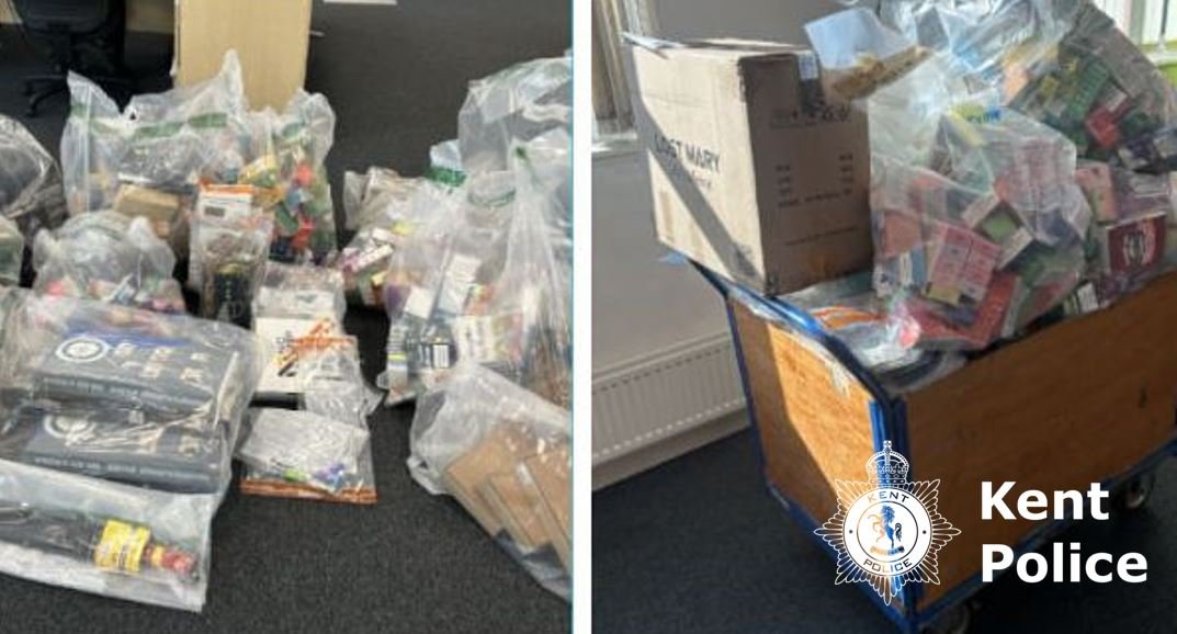 Unregulated tobacco and false cigarettes were seized by Kent Police.