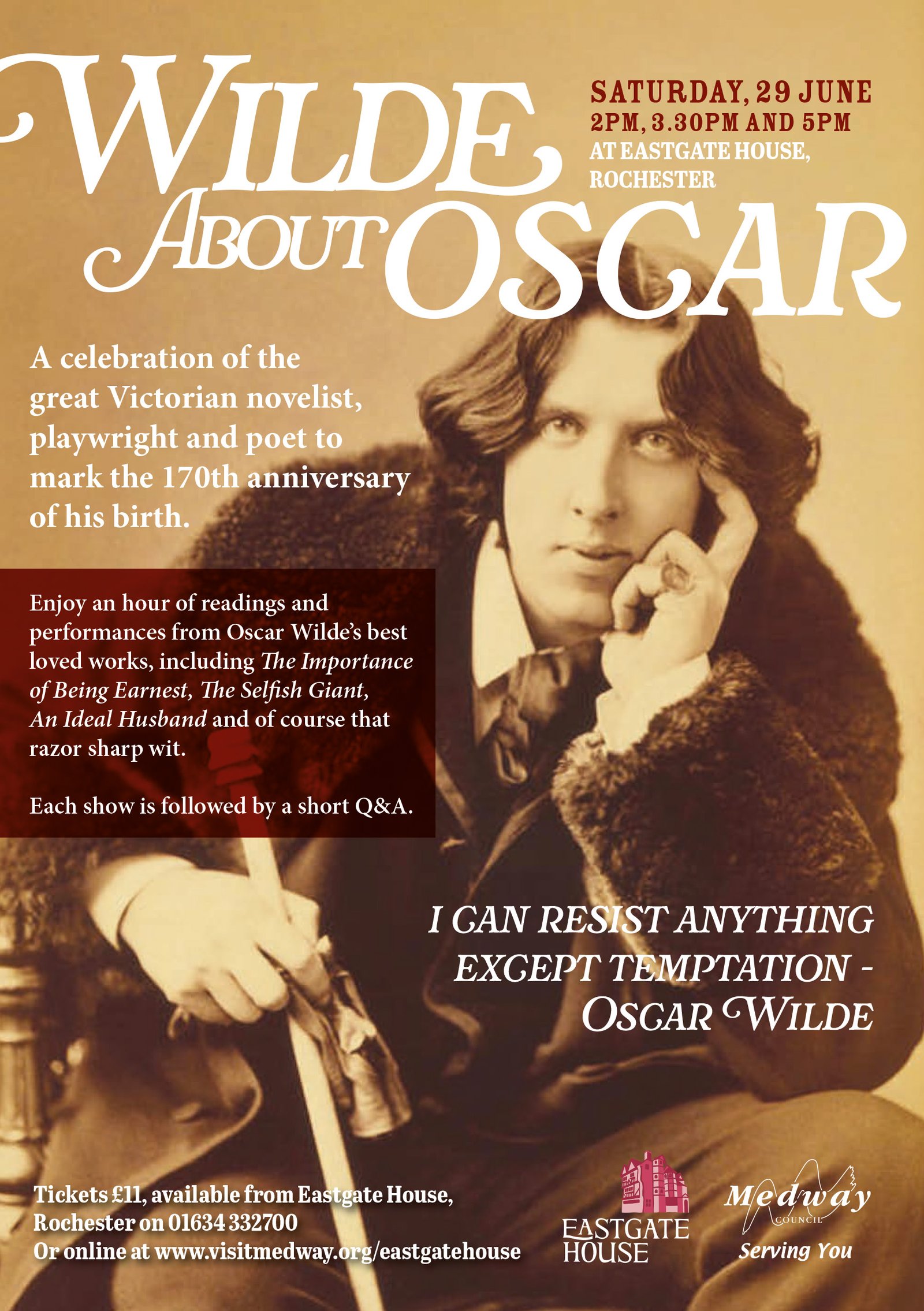 Flyer for the Wilde About Oscar show at Eastgate House